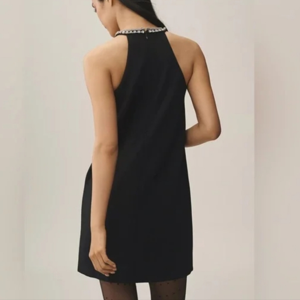 Anthropologie Maeve Black Rhinestone Cutout Mini Dress - Women's Medium - Picture 2 of 9